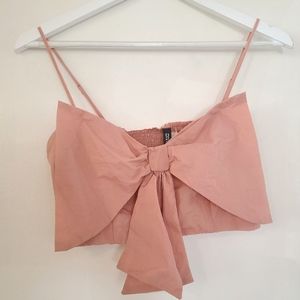 H&M Pink Bow Crop Top Small